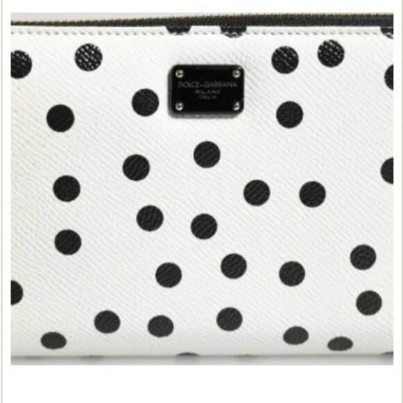 D&G White Black Striped Leather Zip Around Continental Wallet - Picture 3 of 5